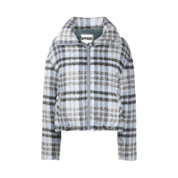 APPARIS Josh Jacket Faux Fur Lined Puffer Cloud Plaid Blue Size XL NEW NWT - Picture 12 of 12